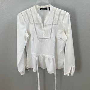 INC International Concepts White Peplum Blouse
